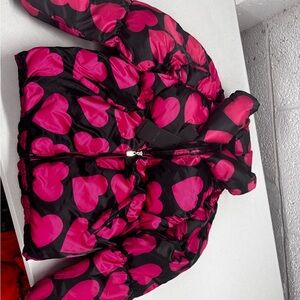 Fun 2 Fun Pink and Black Heart Puffer Jacket
